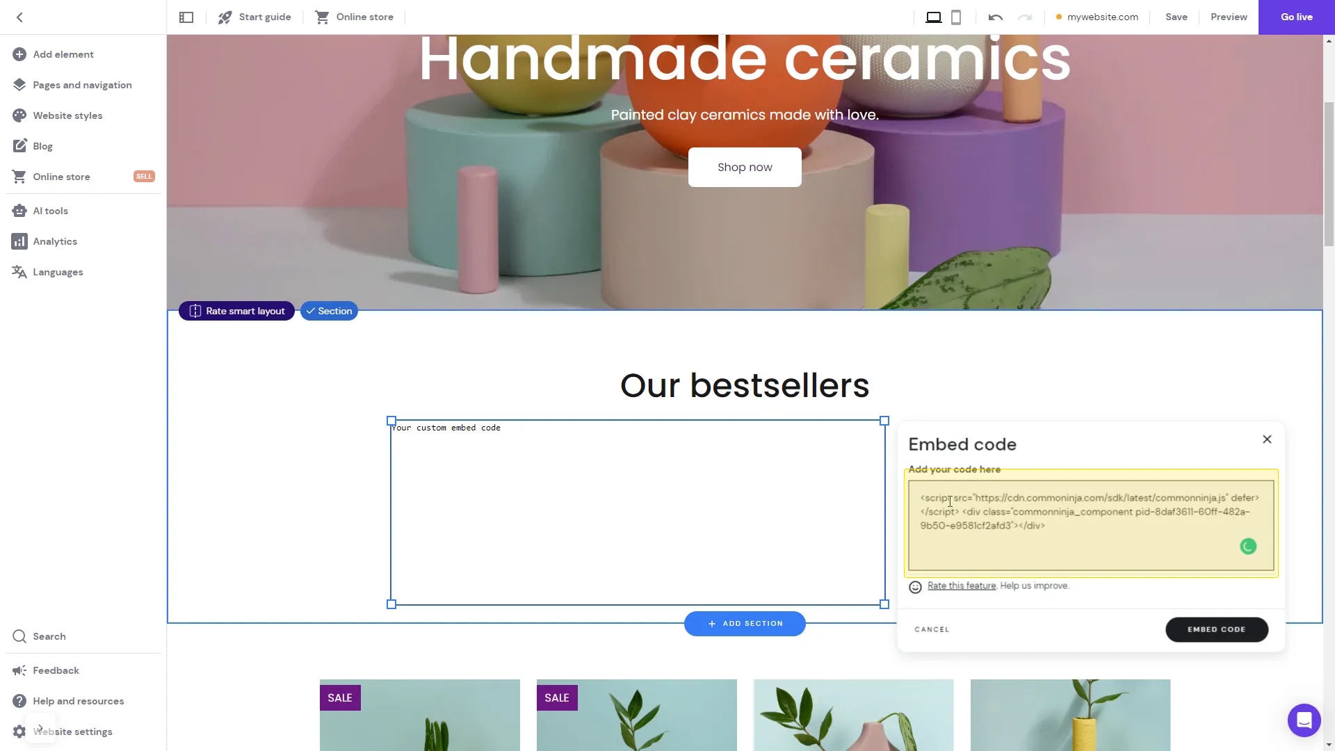 Add the Bracket Maker embed code